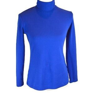 Hieasyfit Soft Cotton Turtleneck Top Basic Pullover Sweater, Royal Blue - Small